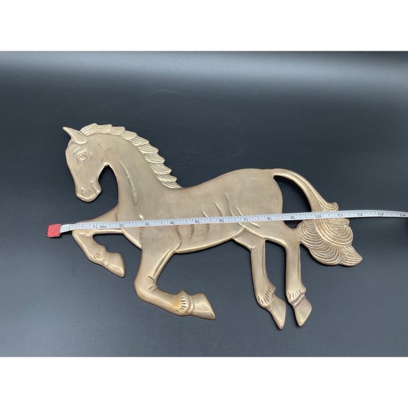 Vintage Midcentury Brass Horse Wall Hangings Pair Galloping Stallion Silhouettes - Picture 7 of 9